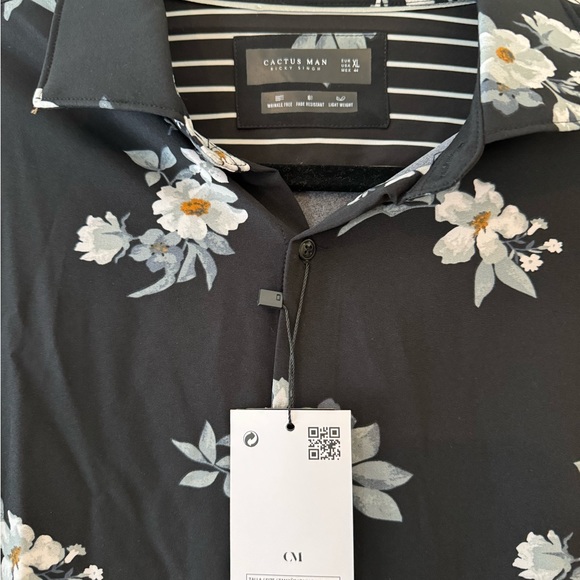 cactus man dress shirt Men's Vintage Black Cactus & Stars Chain Stitch Embroidered Western Shirt